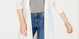 Charter Club Women's Pointelle Duster Cardigan Cloud White Size Petite Small