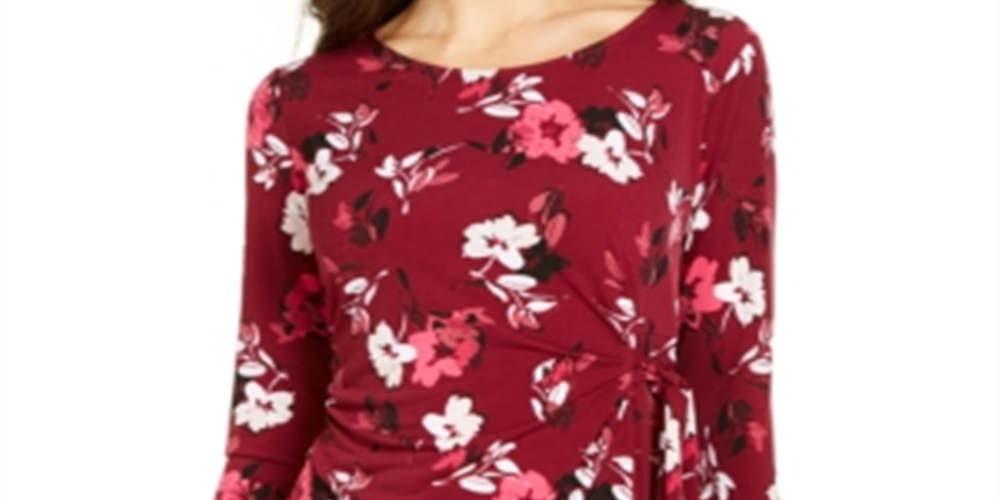 Alfani Women's Printed Side Tie Top Black Size Petite Medium