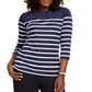 Karen Scott Women's Colorblocked Studded Top Blue Size X-Small