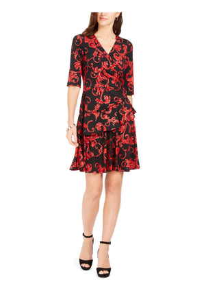 Robbie Bee Women's a Line Dress Red-Black Size Petite S