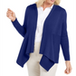 JM Collection Women's Mixed Ribbed Flyaway Cardigan Blue Size Petite S