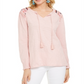 Style & Co Women's Embroidered Shoulder Top Pink Size Small