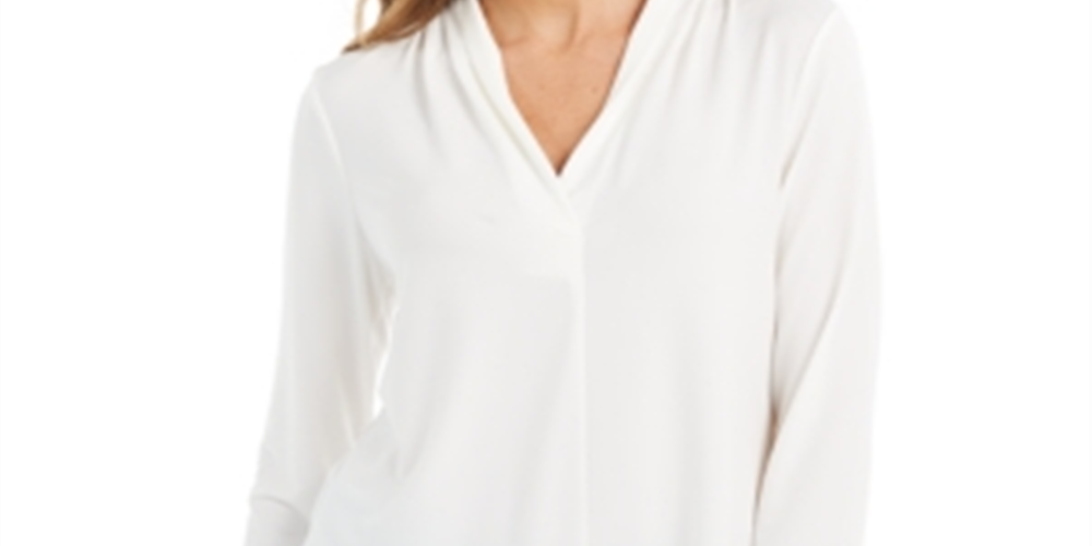 Charter Club Women's 3/4 Sleeve Top White Size X-Large