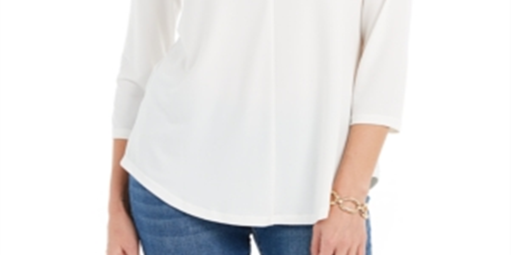 Charter Club Women's 3/4 Sleeve Top White Size X-Large