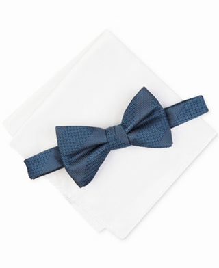 Alfani Men's Bow Tie Pocket Square Set Crispin Blue Size Regular