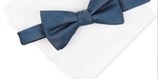 Alfani Men's Bow Tie Pocket Square Set Crispin Blue Size Regular