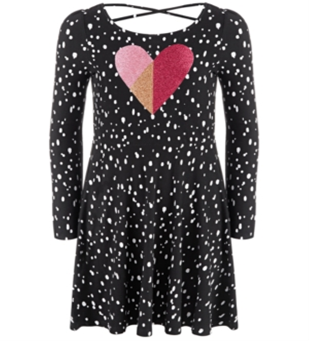 Epic Threads Big Girl's Dot Heart Dress Black Size Medium