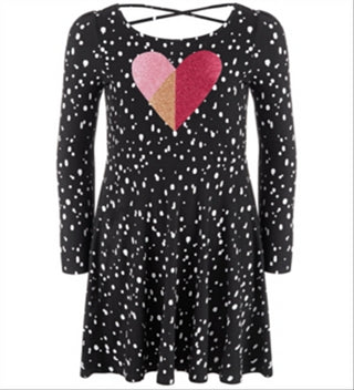 Epic Threads Big Girl's Dot Heart Dress Black Size Medium