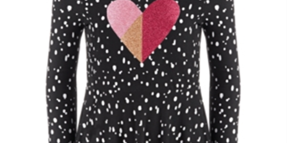 Epic Threads Big Girl's Dot Heart Dress Black Size Medium