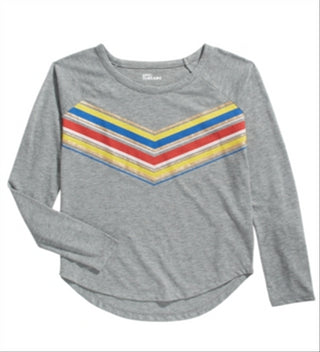 Epic Threads Big Girl's Metallic Multicolored Chevron T-Shirt Gray Size Medium