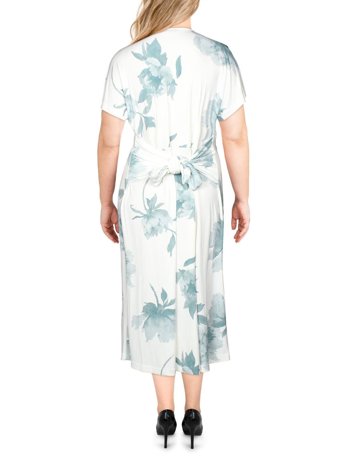 Alfani Women's Dress a Line Button Down Tie Front Midi Green Size XX-Large