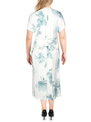 Alfani Women's Dress a Line Button Down Tie Front Midi Green Size XX-Large