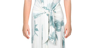 Alfani Women's Dress a Line Button Down Tie Front Midi Green Size XX-Large