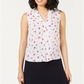 Bar III Women's Floral Pleat Top White Size Large