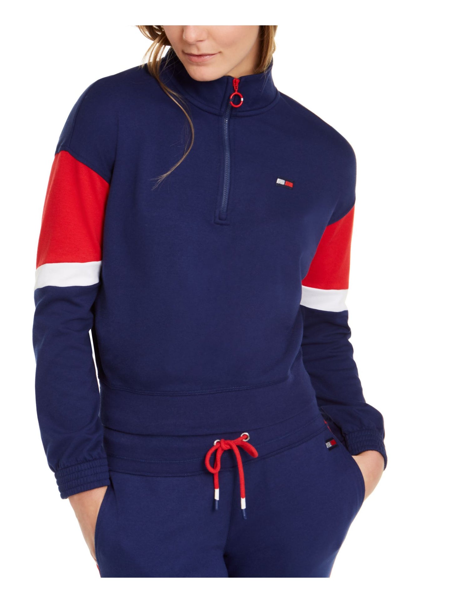 Tommy Hilfiger Women's Color Block Long Sleeve Sweater Blue Size X-Small