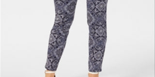 Charter Club Women's Printed Tummy Control Skinny Jeans Blue Size 10