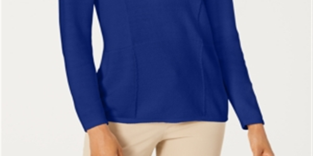Karen Scott Women's Patchwork Stitch Pullover Sweater Blue Size Large