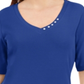 Karen Scott Women's Button Detail V Neck Top Blue Size X-Small