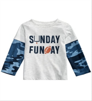 First Impressions Baby Boy's Layered Look Sunday Funday T-Shirt Gray Size 6-9MOS