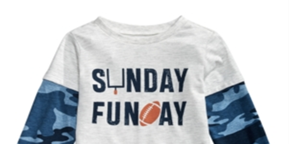 First Impressions Baby Boy's Layered Look Sunday Funday T-Shirt Gray Size 6-9MOS