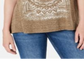 Style & Co Women's Printed Short Sleeve Jewel Neck T-Shirt Top Olive Size Small