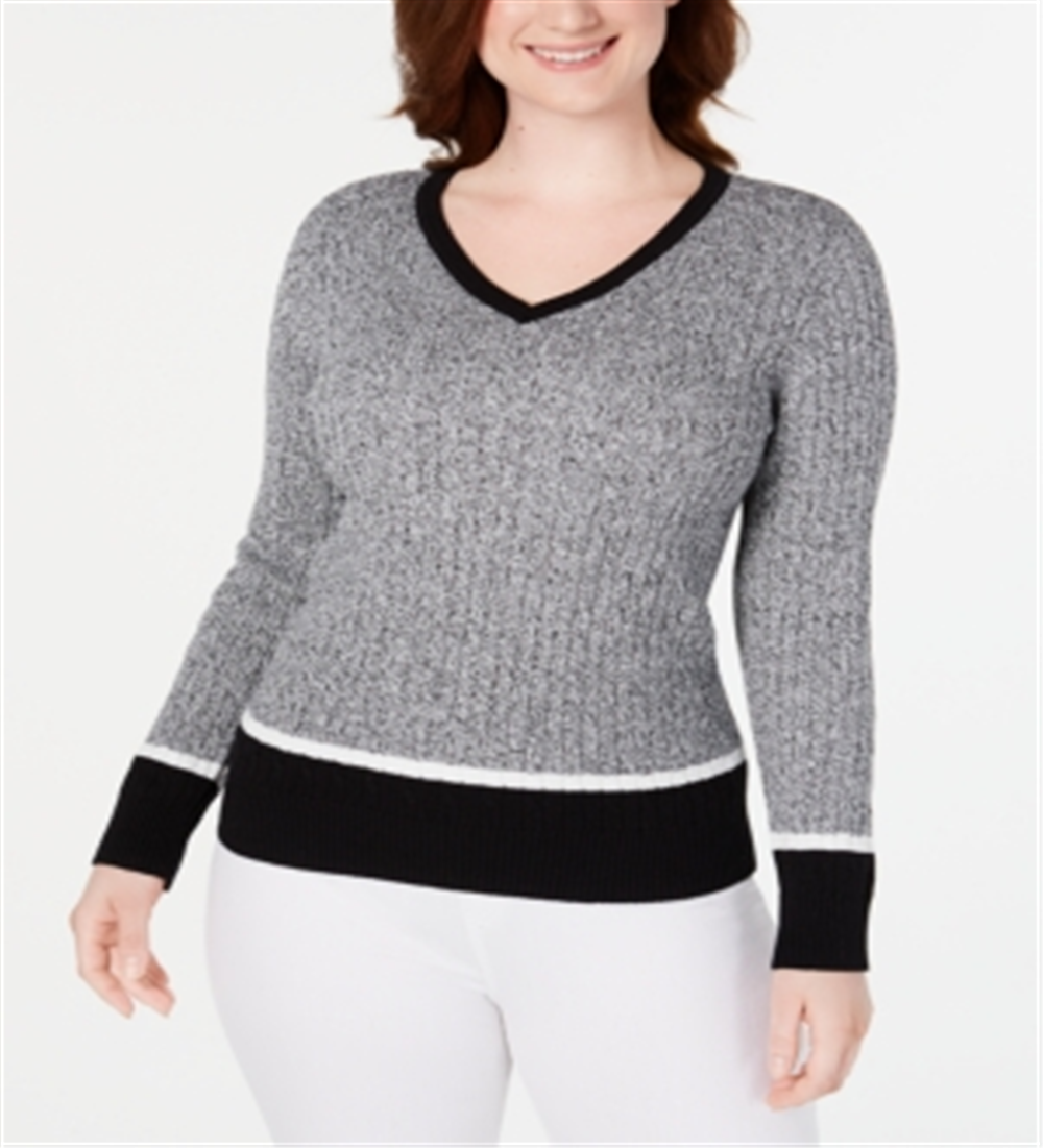 Karen Scott Women's Long Sleeve Sweater Black -Gray  Size Petite S/M