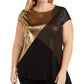 Alfani Women's Metallic Colorblocked T-Shirt Black Size 2X