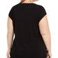 Alfani Women's Metallic Colorblocked T-Shirt Black Size 2X
