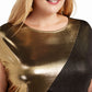 Alfani Women's Metallic Colorblocked T-Shirt Black Size 2X