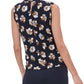 Tommy Hilfiger Women's Twist Neck Floral Sleeveless Blouse Top Blue Size Small