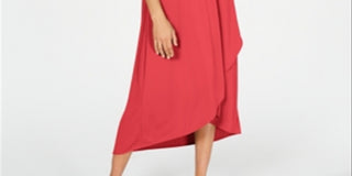 Alfani Women's Solid Tulip Hem Dress Red Size Petite Small