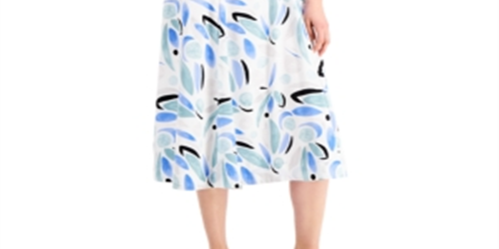 Alfani Women's Printed Fit & Flare Dress Blue Size 14 Petite