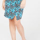 INC International Concepts Women's Turquoise Slitted Patterned 3/4 Sleeve V Neck Above the Knee Evening Sheath Dress Petites Black Size Petite Small