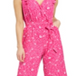 Charter Club Women's Printed Belted Jumpsuit Pink Size 16