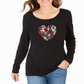 Karen Scott Women's Joyful Heart Cotton Top Black Size X-Small