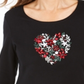 Karen Scott Women's Joyful Heart Cotton Top Black Size X-Small