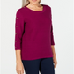Karen Scott Women's 3/4 Sleeve Sweater Red Size X-Small