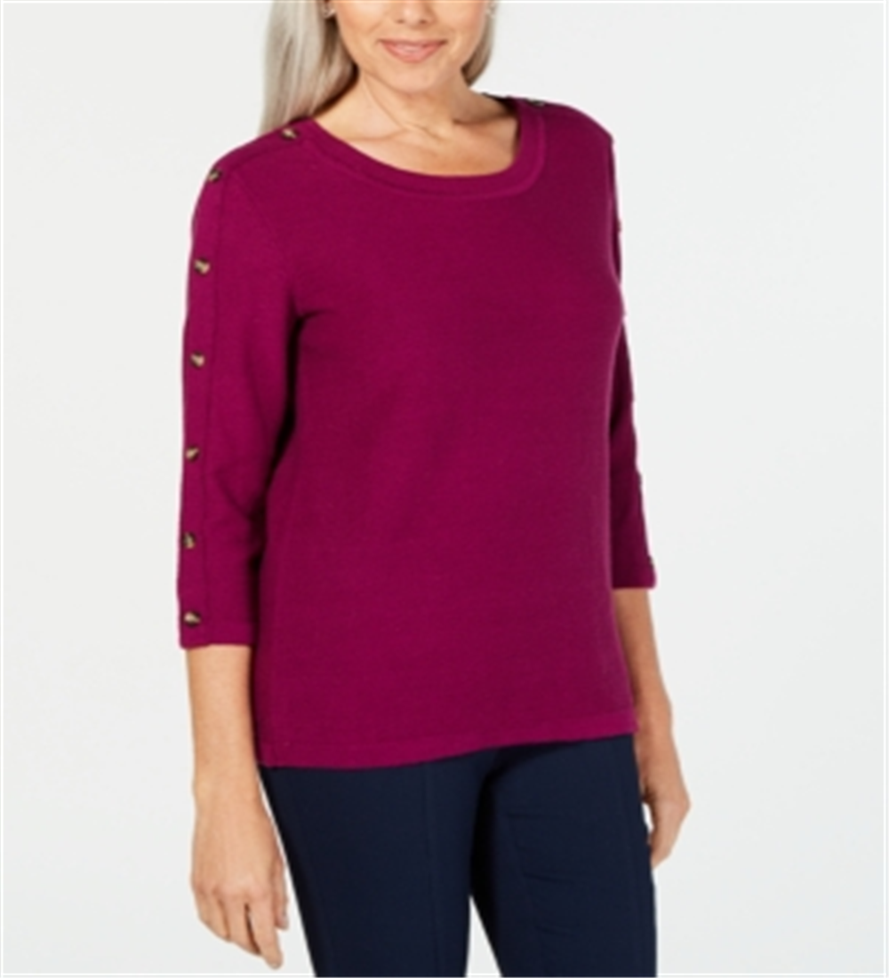Karen Scott Women's 3/4 Sleeve Sweater Red Size X-Small