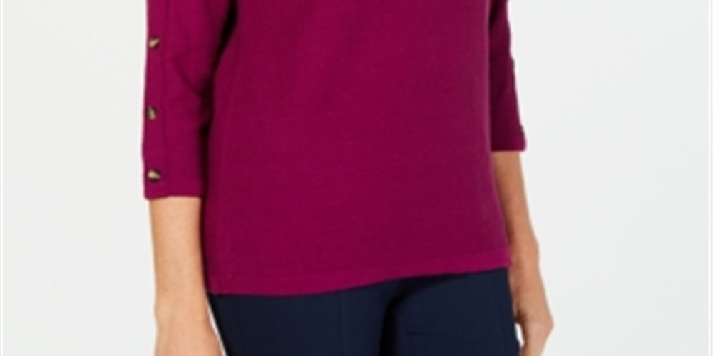 Karen Scott Women's 3/4 Sleeve Sweater Red Size X-Small