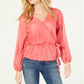 INC International Concepts Women's Clip Dot Wrap Top Orange Size Petite Small