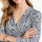 Charter Club Women's Curved Hem Paisley 3/4 Sleeve Surplice Neckline Wear to Work Top Green Size Small