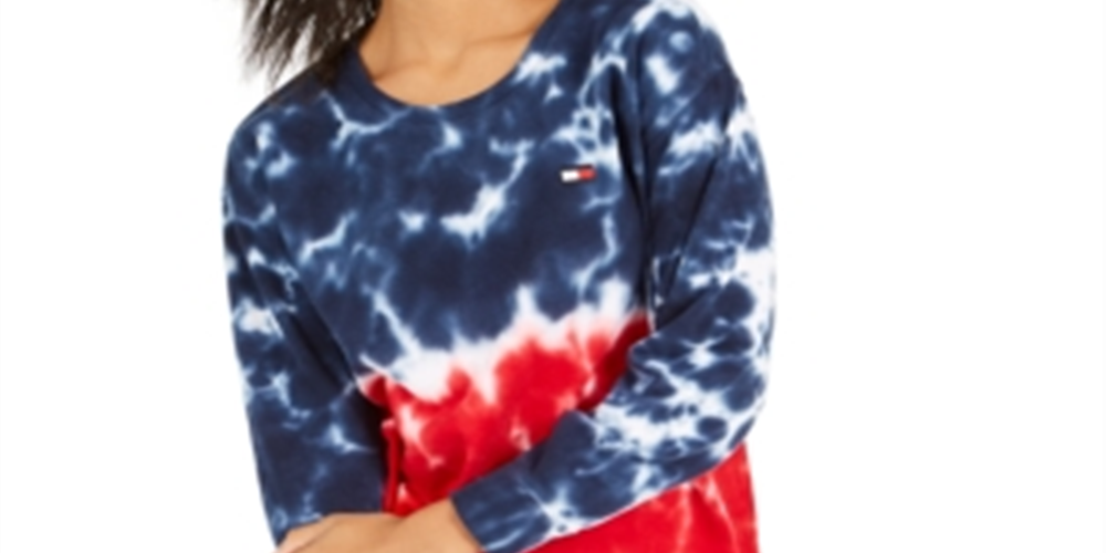 Tommy Hilfiger Women's Cotton Tie Dyed Sweatshirt Blue Size XS
