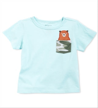 First Impressions Baby Boy's Cotton Bear Pocket T-Shirt Blue Size 12MOS