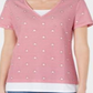 Karen Scott Women's Micro Stripes & Stars T-Shirt Red Size Petite Large