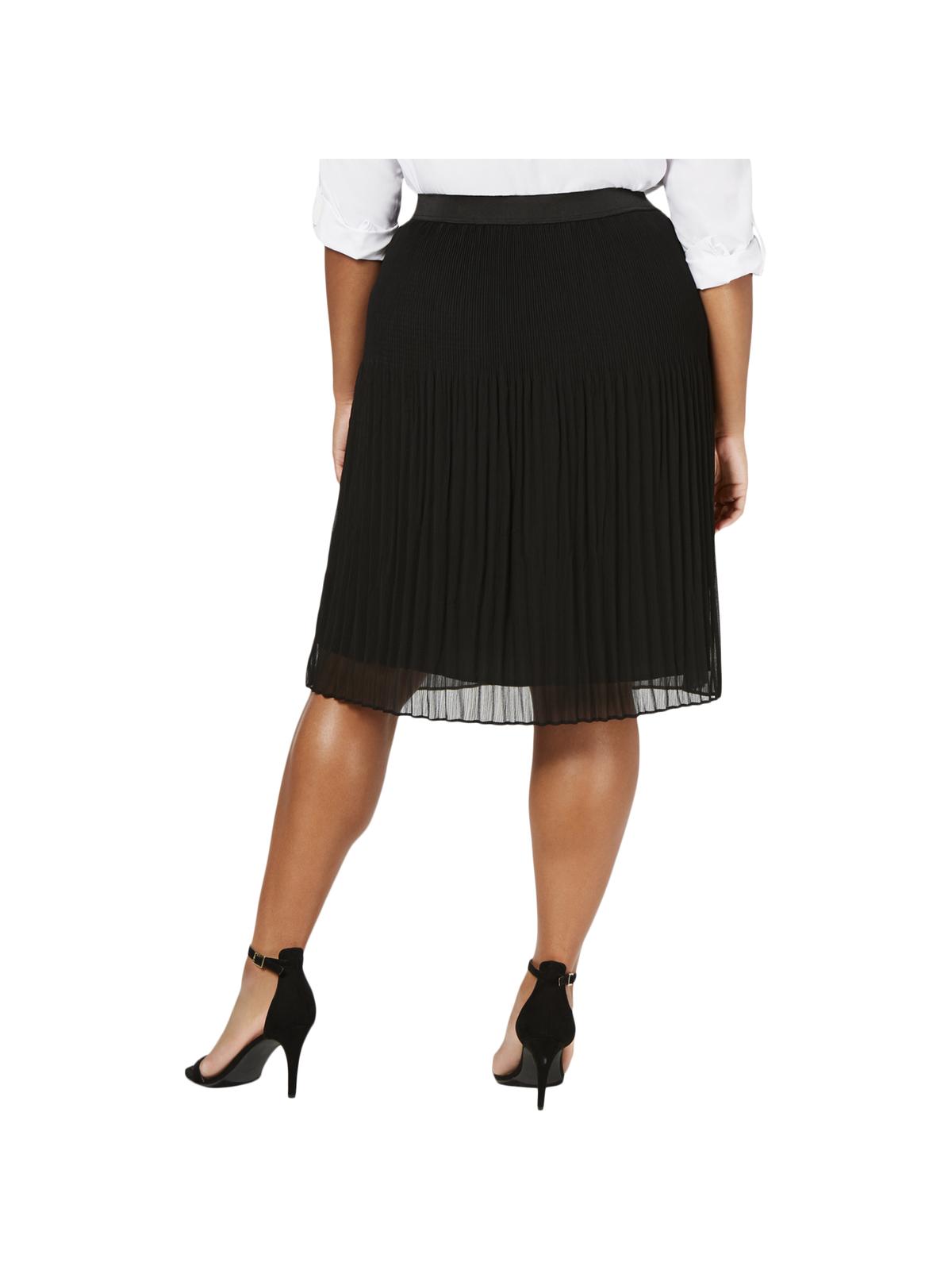 INC International Concepts Women's Plus Pleated Mid Rise Midi Skirt Black  Size 4XL