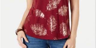 Style & Co Women's Dolman Graphic T-Shirt Red Size PP