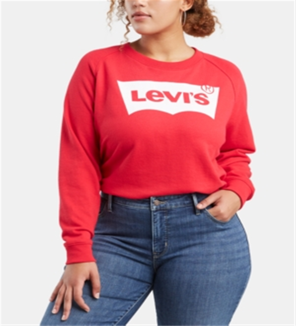 Levi's Women's Plus Logo Long Sleeve Sweatshirt Red Size 2X