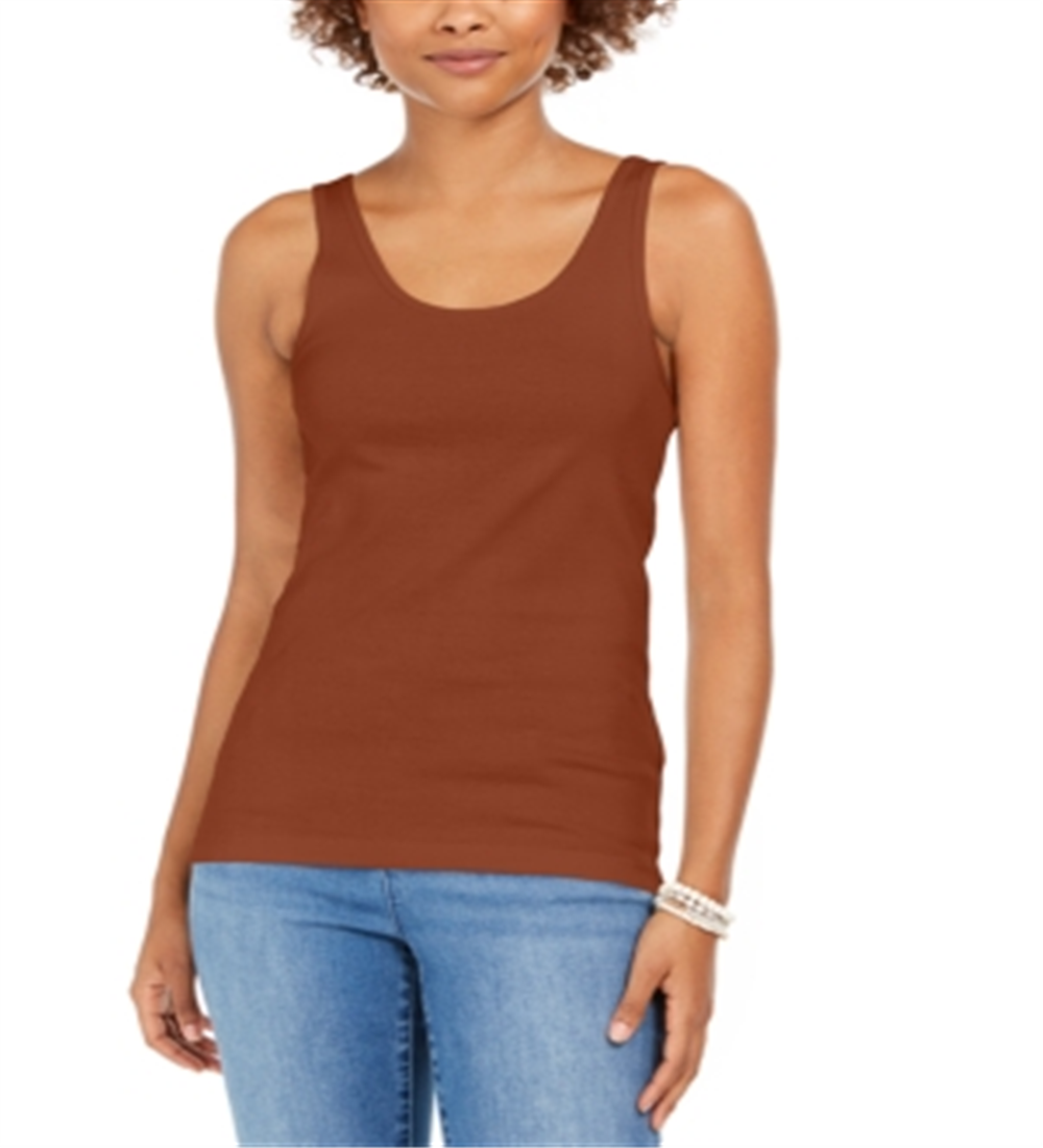 Style & Co Women's Cotton Tank Top Brown Size Large
