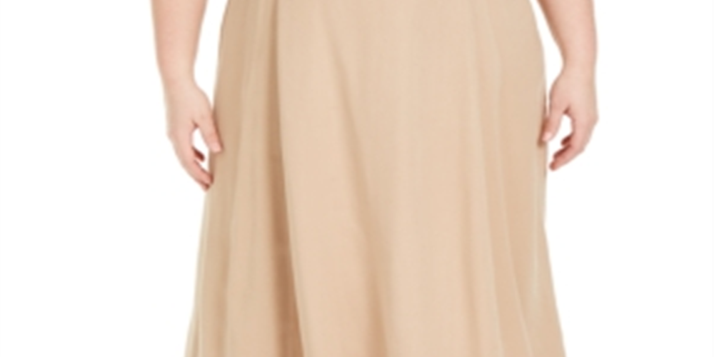 Alfani Women's Plus Belted Midi Skirt Brown Size 14W