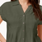 Style & Co Women's Pleated Cuffed Sleeve Top Green Size XX-Large